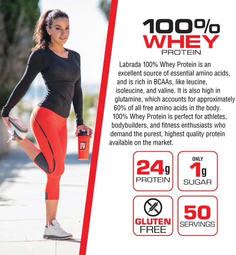 Labrada Nutrition 100% Whey Protein Powder, Strawberry, 4.13 lb