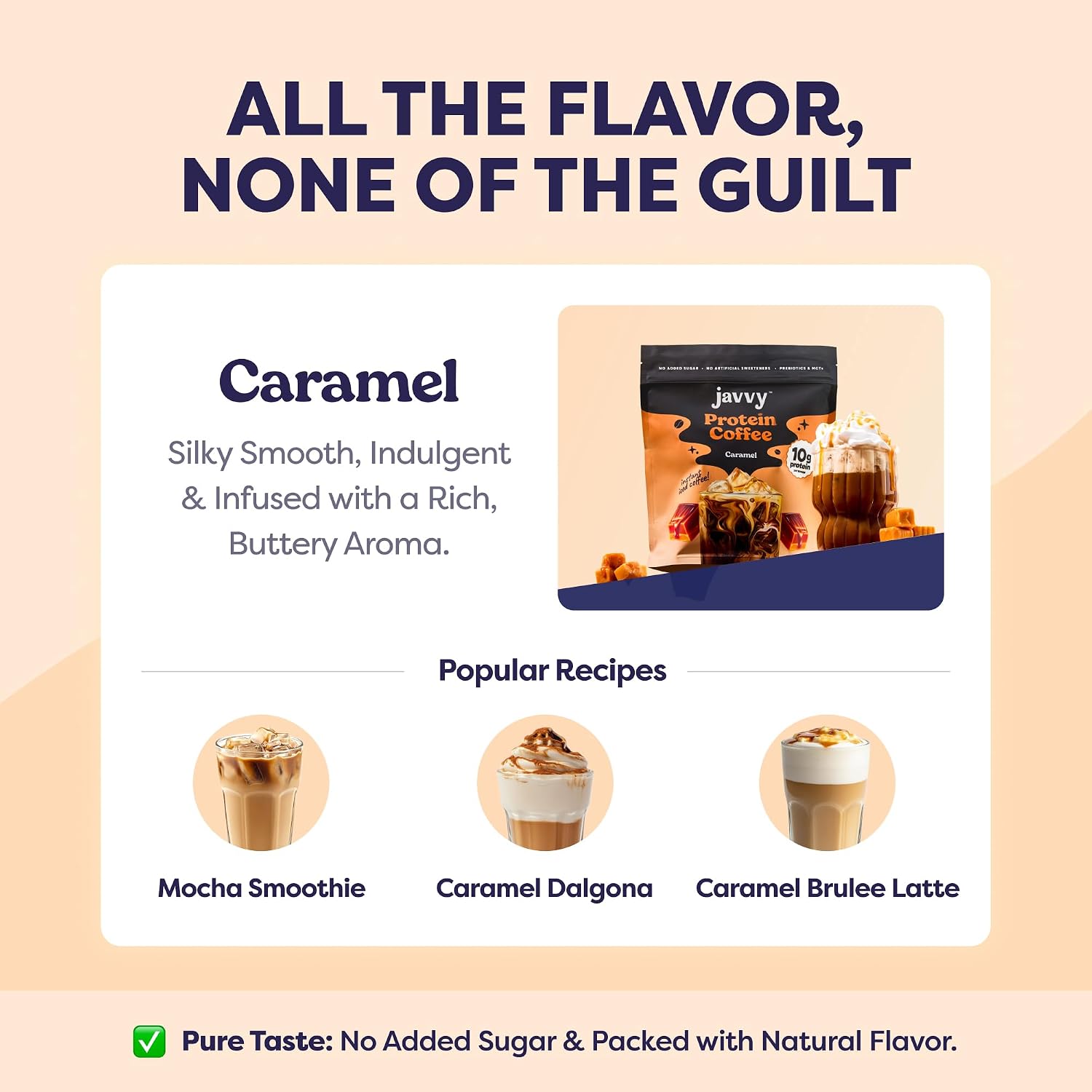 Javvy Protein Coffee for Cold Brew & Iced Coffee, Caramel Latte | 10g Whey Protein, 100% Natural Cold Brew, Zero Artificial Flavors & Sweeteners, 80mg Caffeine, No Added Sugar