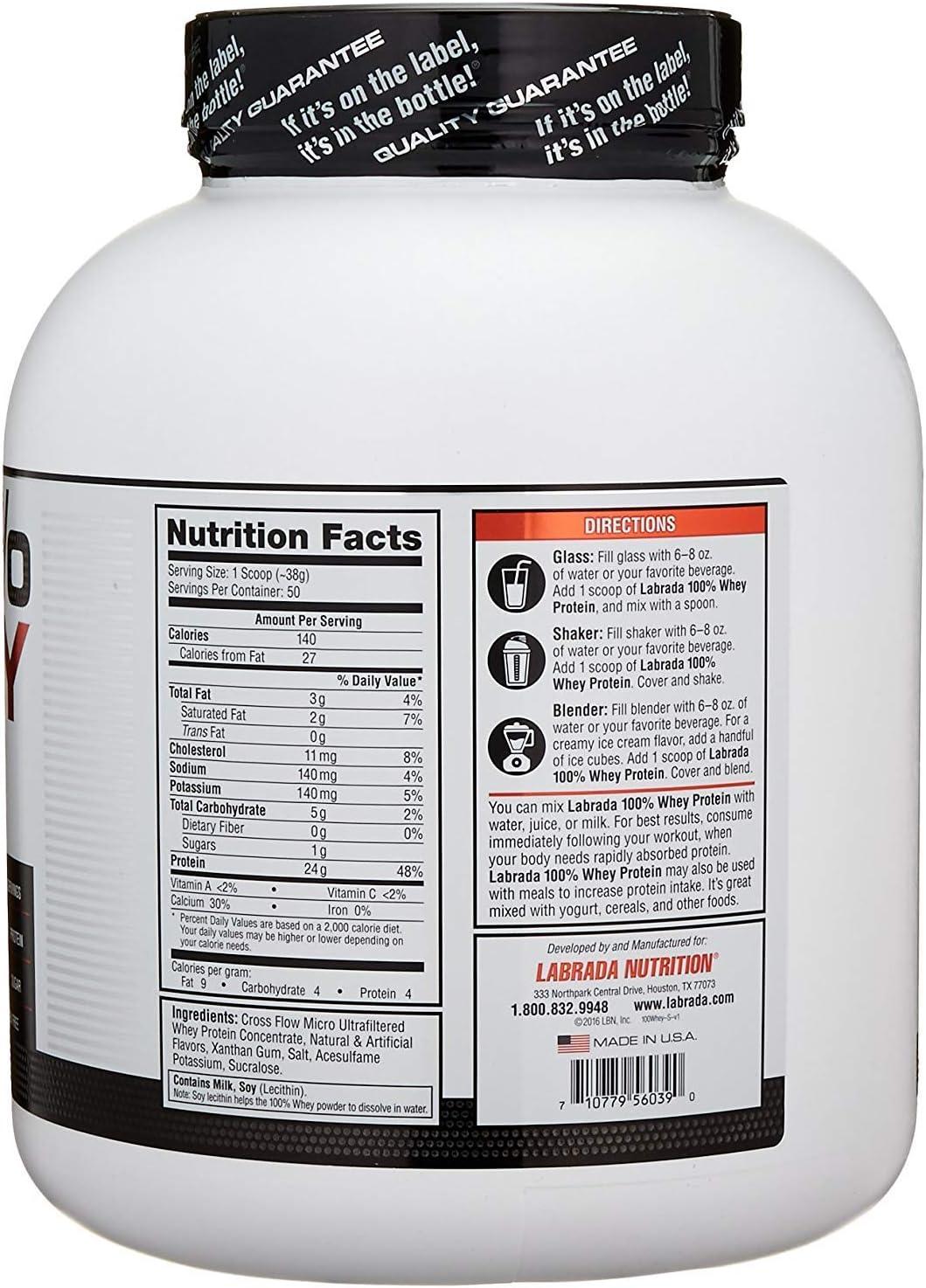 Labrada Nutrition 100% Whey Protein Powder, Strawberry, 4.13 lb