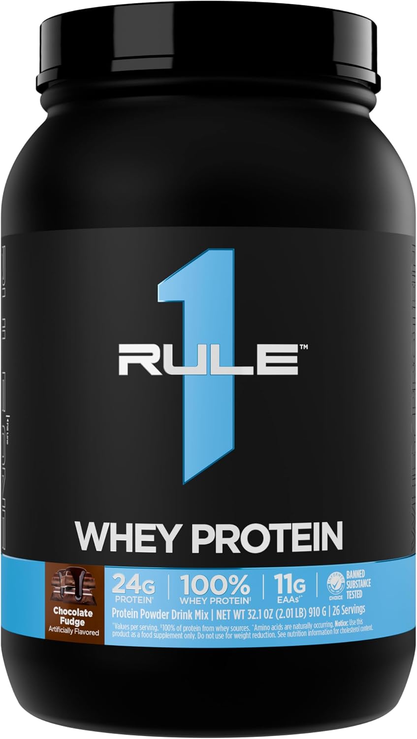 Rule 1 Proteins Whey Protein Powder, Chocolate Fudge, 26 Servings