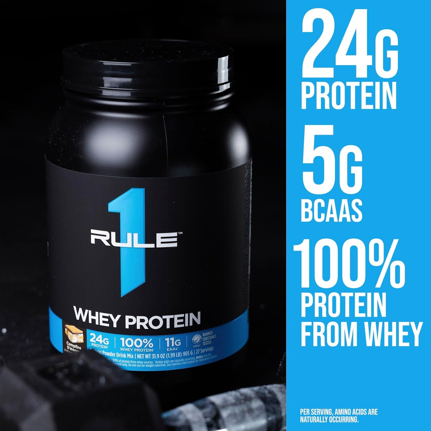 Rule 1 Proteins Whey Protein Powder, Chocolate Fudge, 26 Servings