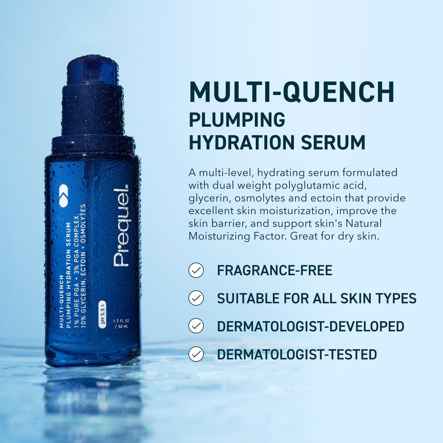 Prequel Skin Multi-Quench Hydration Mist + Plumping Hydration Serum Bundle, Facial Mist and Hydrating Serum Set
