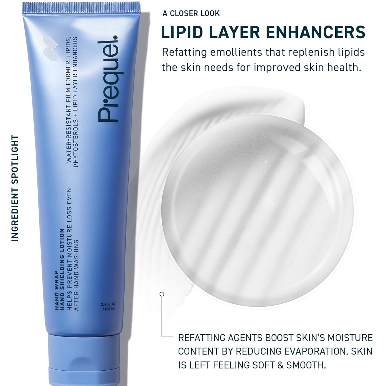 Prequel Skin Hand Wrap, Hand Cream for Dry Cracked Hands. Deep Nourishing Moisturizing Formula. Non-Greasy Balm for Women and Men. Unscented Skincare with Moisture Lock Formula. 3.4oz