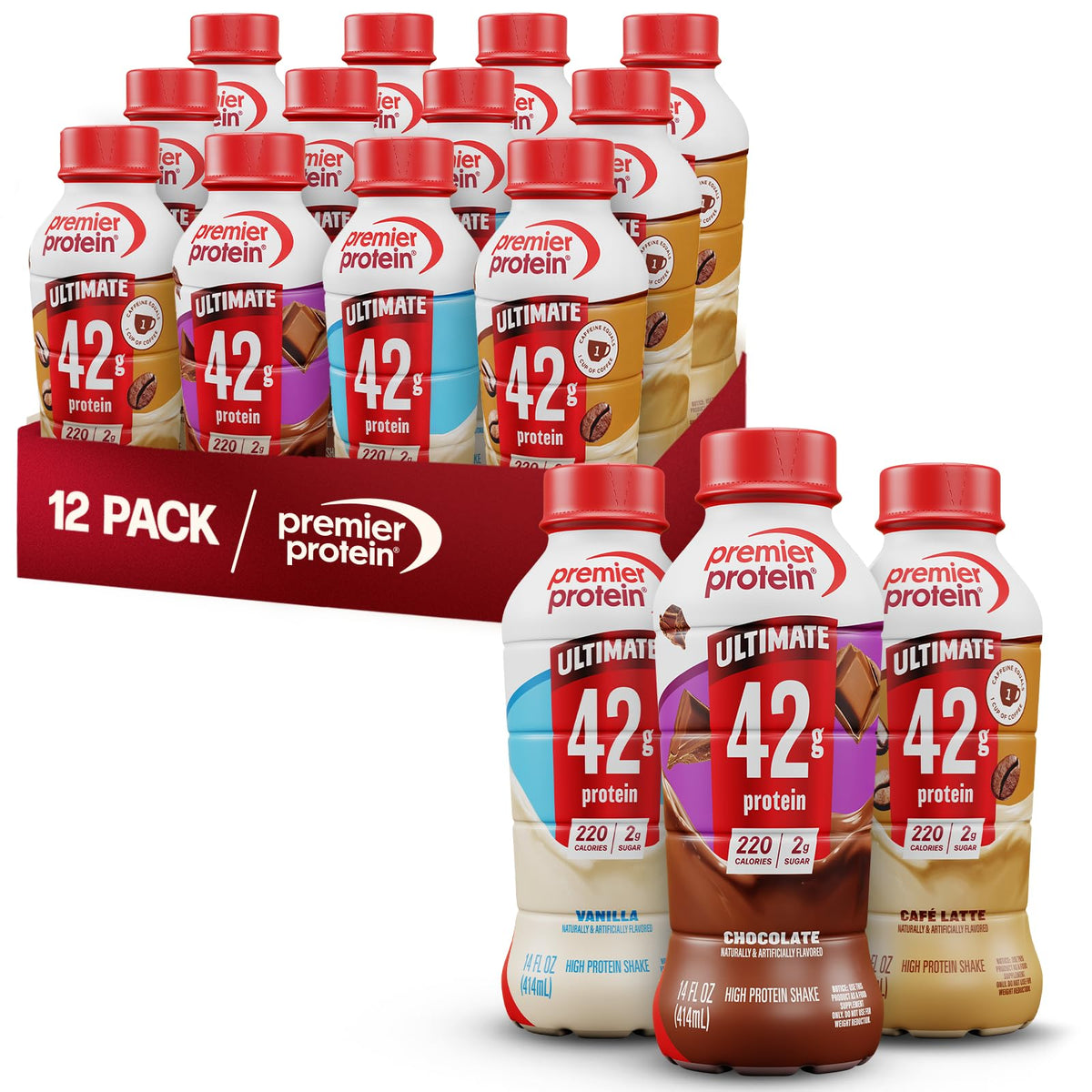 Premier Protein ULTIMATE 42g High Protein Shake, Vanilla, 12 Pack