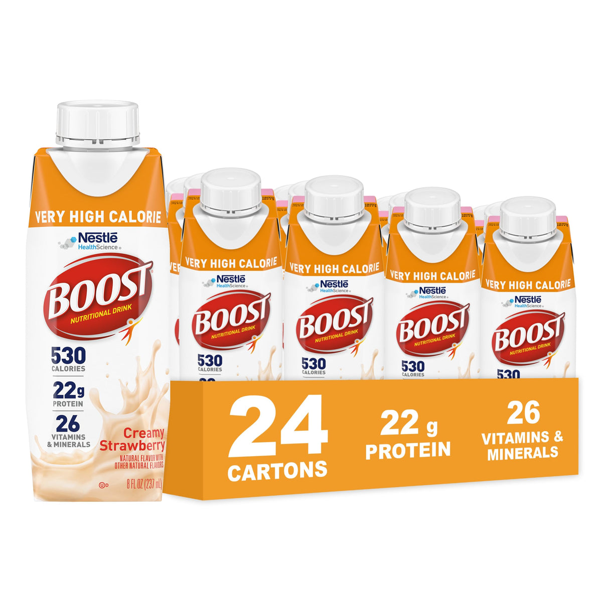 Boost Very High Calorie Very Vanilla Nutritional Drink – 22g Protein, 530 Nutrient Rich Calories, 8 Fl Oz (Pack of 24)