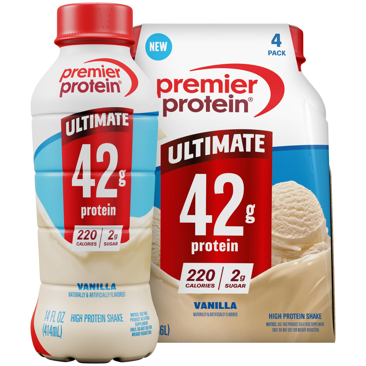 Premier Protein ULTIMATE 42g High Protein Shake, Vanilla, 12 Pack