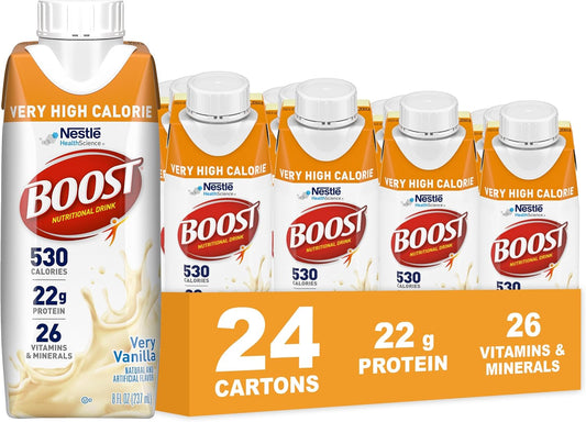Boost Very High Calorie Very Vanilla Nutritional Drink – 22g Protein, 530 Nutrient Rich Calories, 8 Fl Oz (Pack of 24)