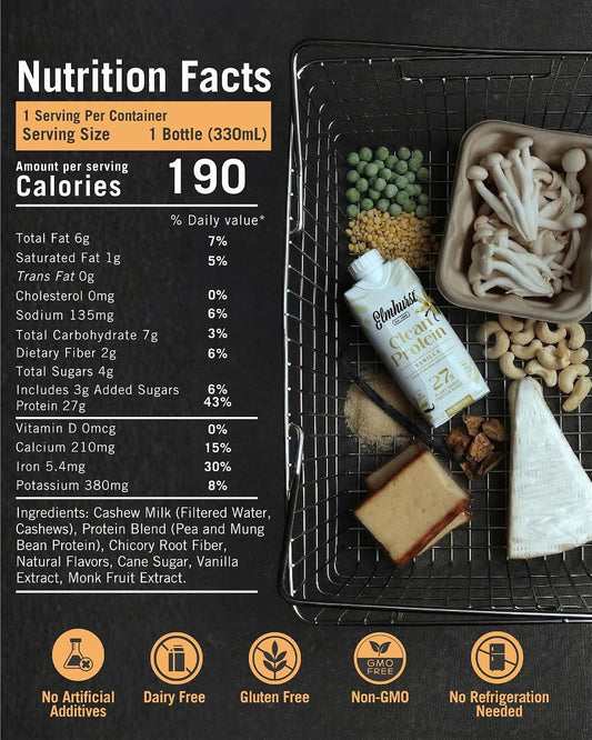 Elmhurst 1925 Madagascar Vanilla Bean Vegan Protein Shakes, 11 Oz (12-Pack)